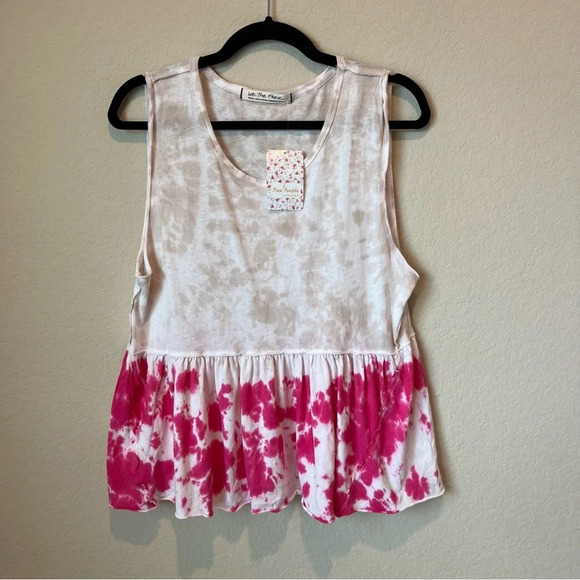 Free People tie dye anytime tank in hot hibiscus combo - Picture 4 of 8